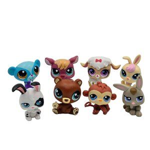 Littlest Pet Shop LPS Lot Of 8 Monkey #351 Kangaroo #1524 Happy Honeyman Read